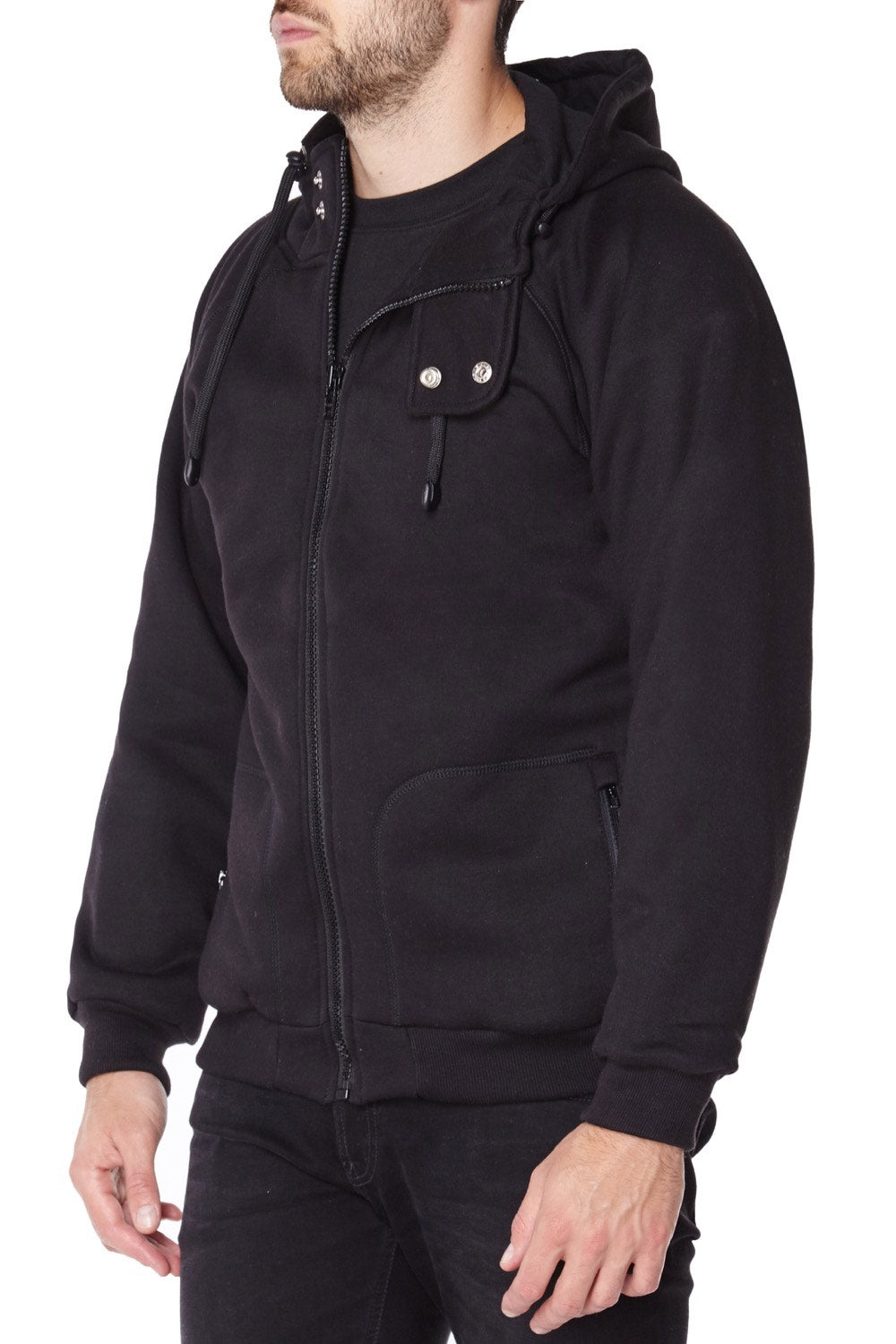 Black anti-slash hooded top lined with Dupont ™ Kevlar ® fibre