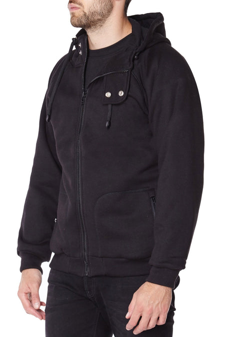 Black anti-slash hooded top lined with Dupont ™ Kevlar ® fibre