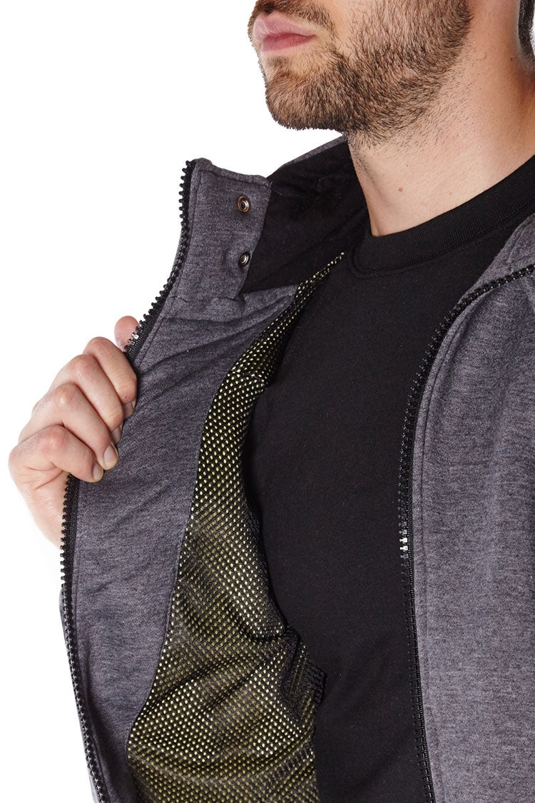Grey anti-slash hooded top lined with Dupont ™ Kevlar ® fibre
