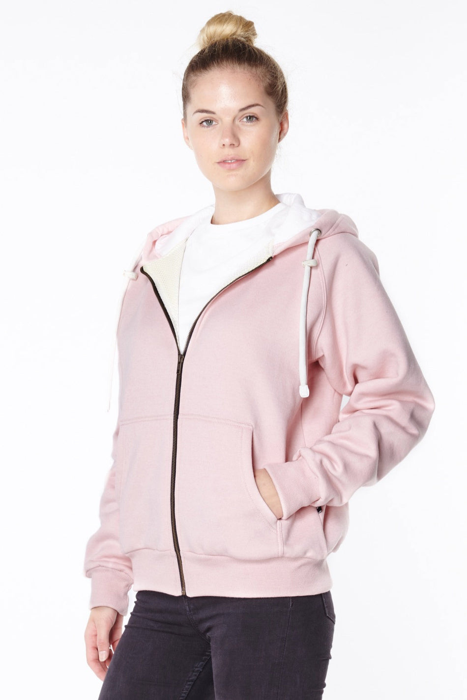 Pink anti-slash hooded top lined with Dupont ™ Kevlar ® fibre